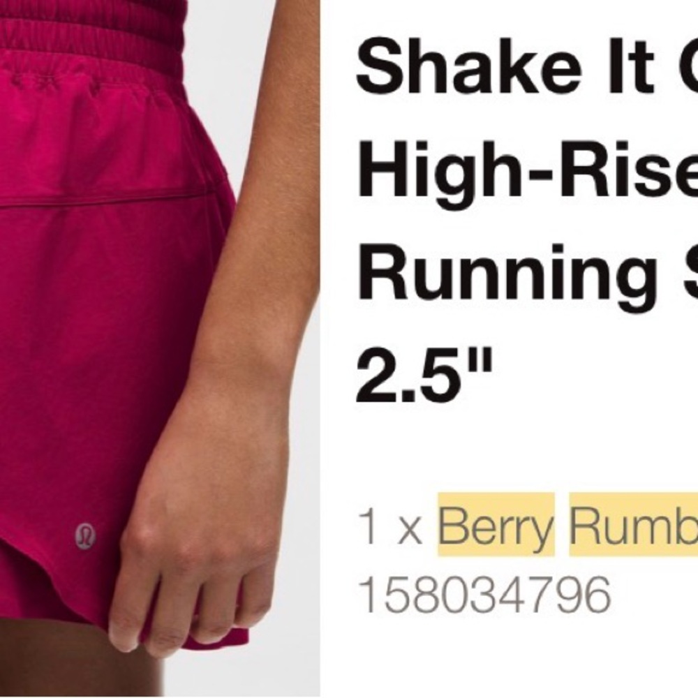 lululemon athletica Shake It Off High-Rise Running Shorts 2.5” in Berry rumble - Picture 2 of 4